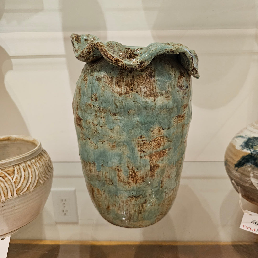 Large Turquoise Studio Pottery Vase