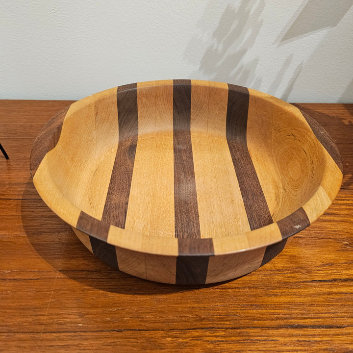 Two Toned Striped Wood Bowl