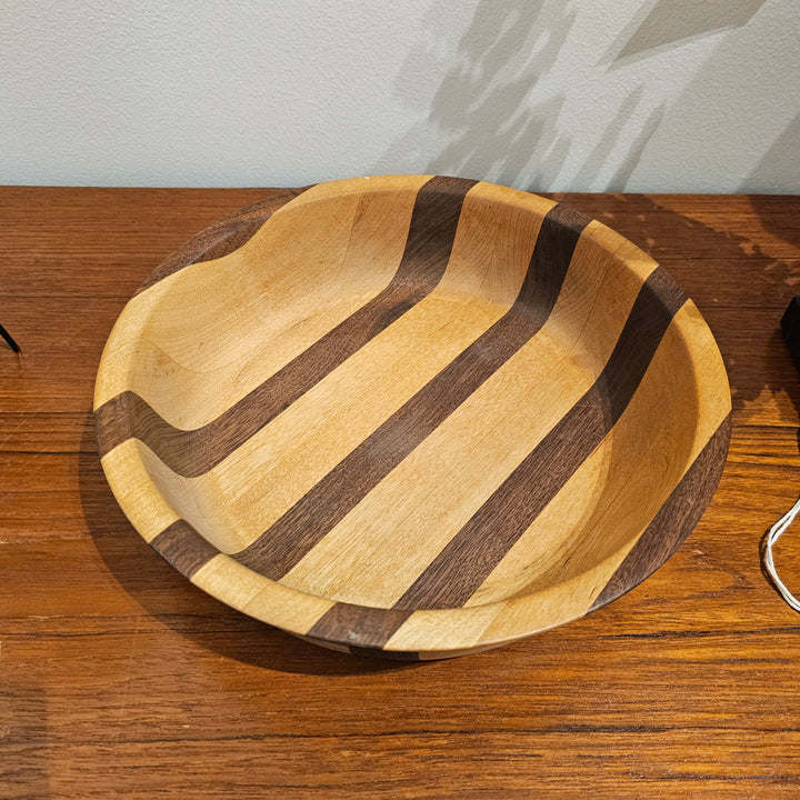 Two Toned Striped Wood Bowl