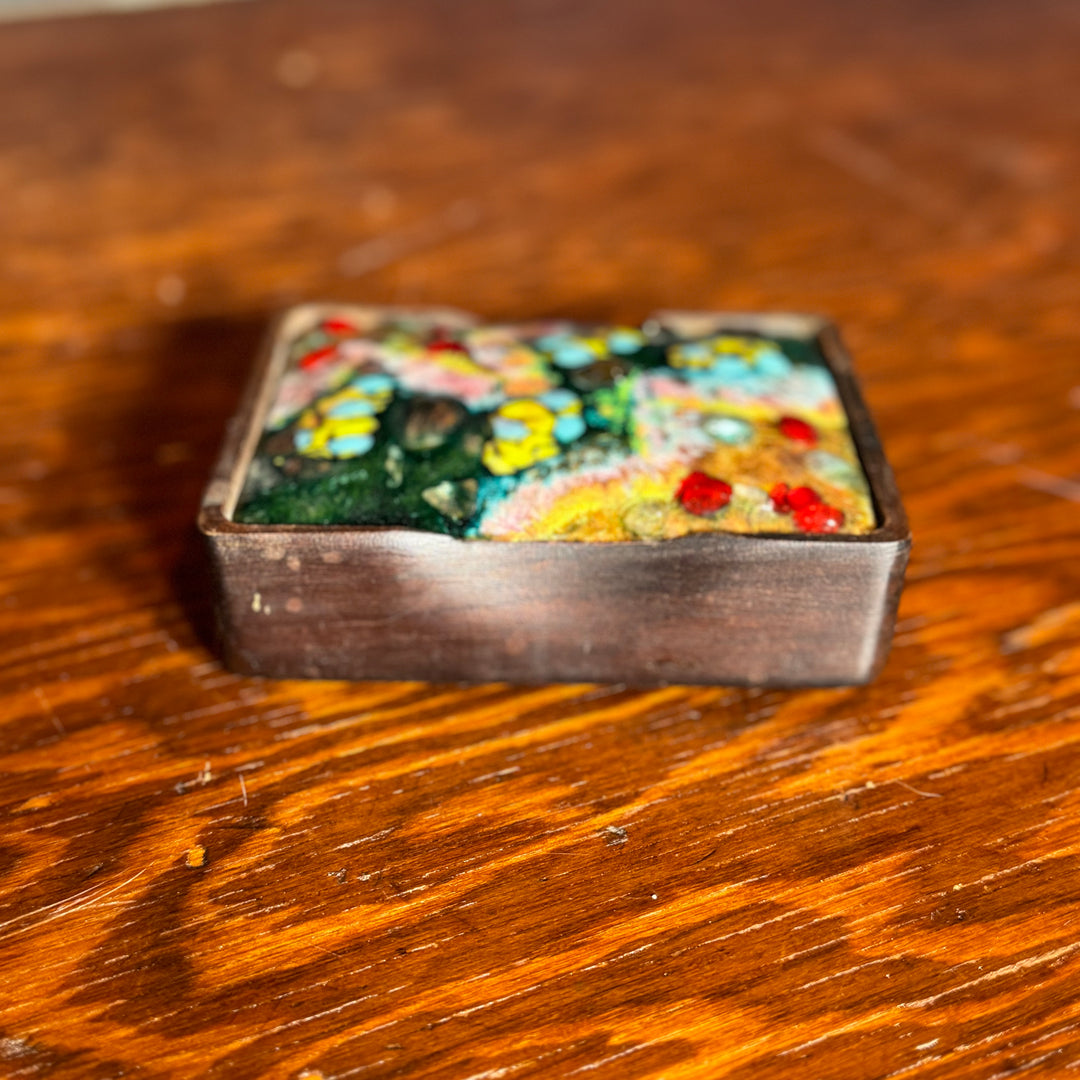 J. Capo Esmaltes Enamel on Copper Wood Trinket Box