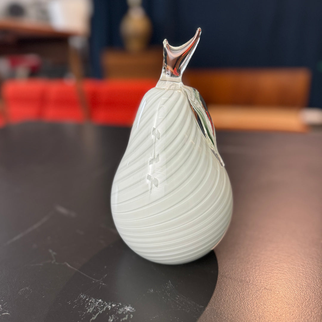 Murano Glass White Pear