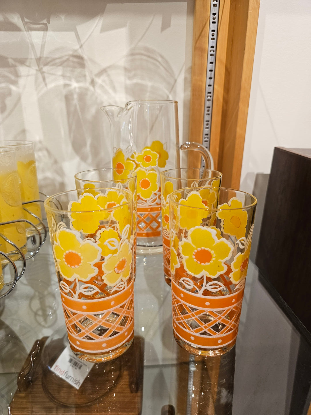 5 pc Culver Yellow Floral Cocktail Set