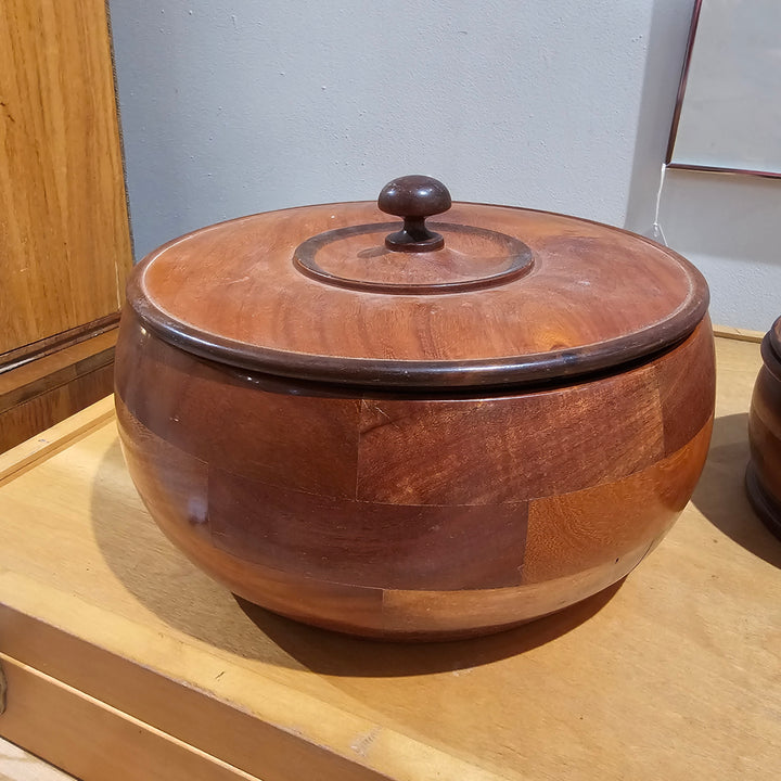 Large Covered Wood Turned Bowl