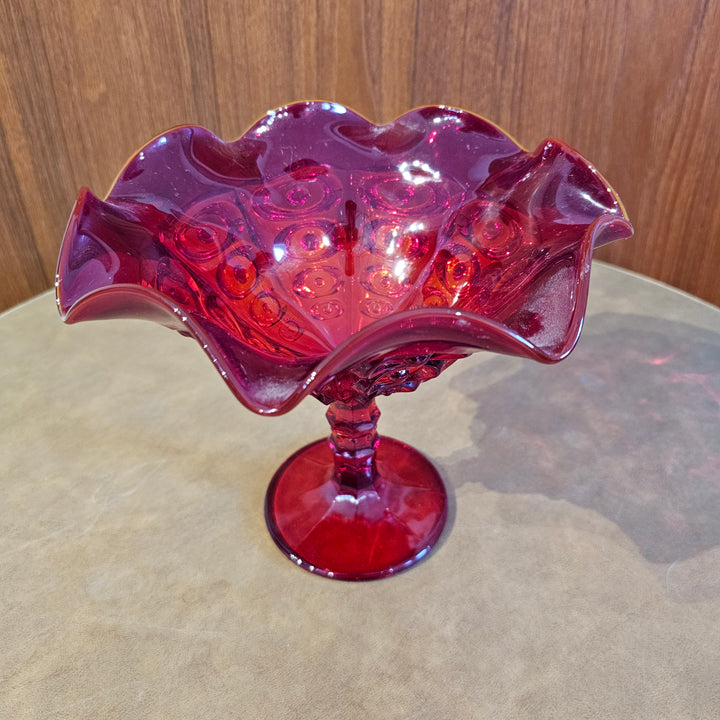 Viking Glass Red Compote Dish