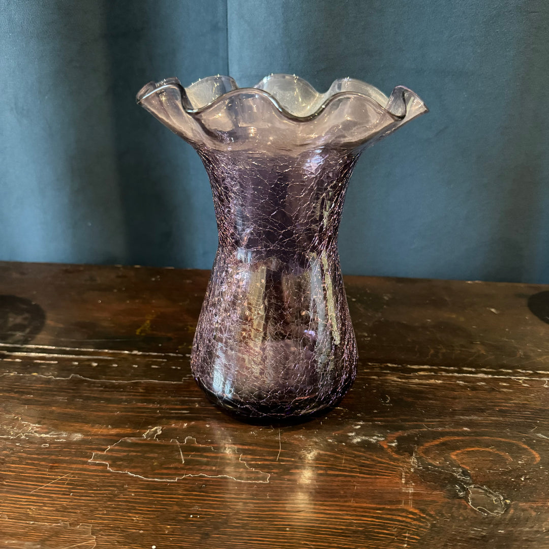 Glass Amethyst Crackle Vase