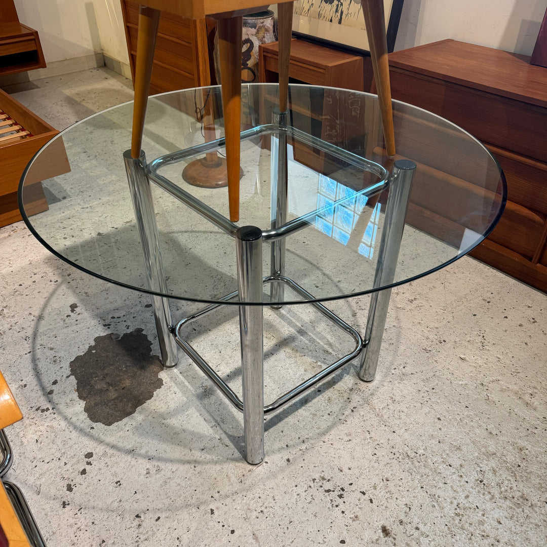 Vintage 42" Round Glass Dining Table