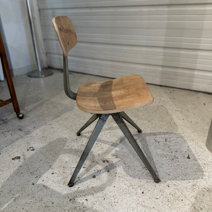 Pair of Industrial Wood and Metal Chairs