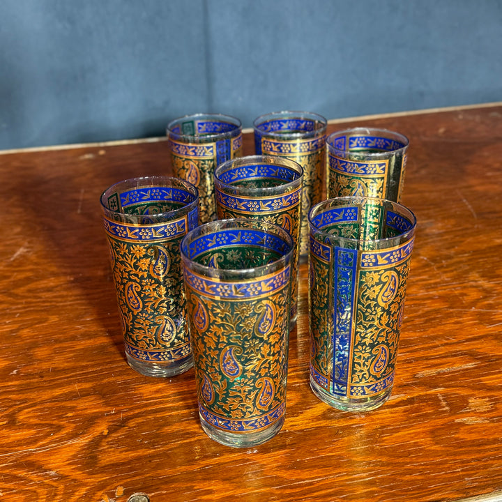 Set of 7 Georges Briard Paisley Highball Glass