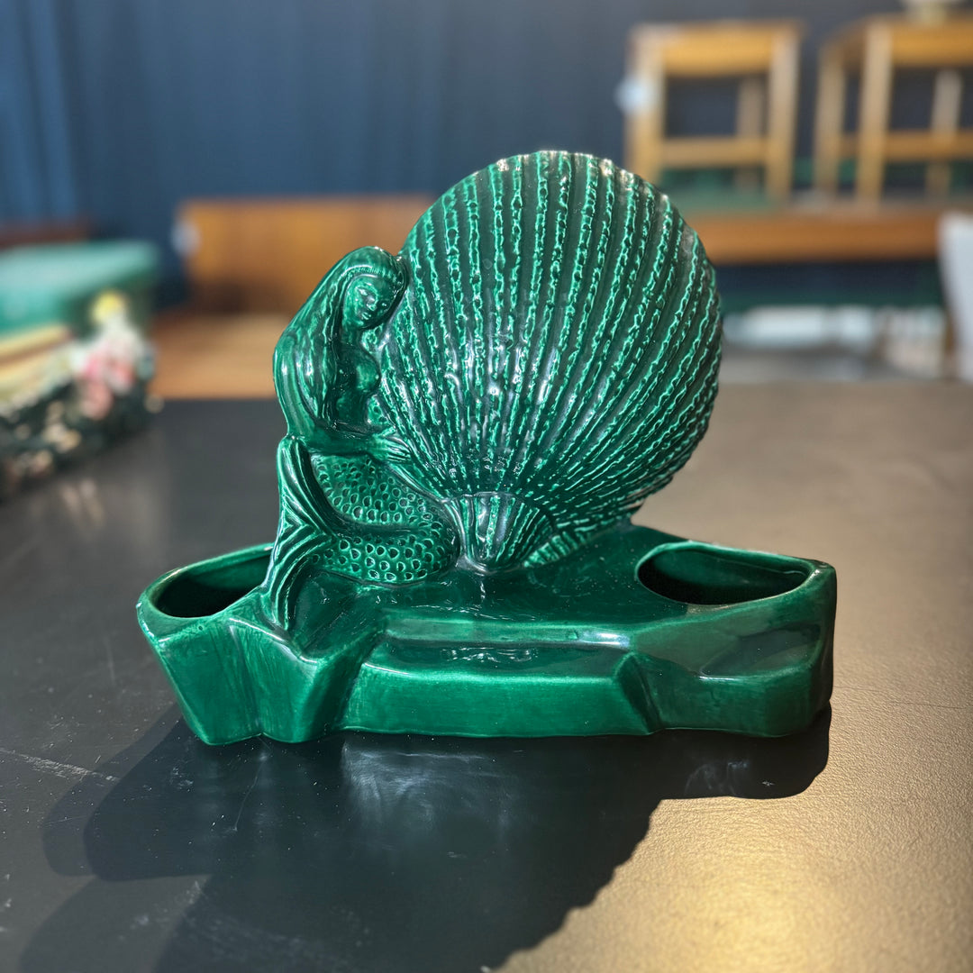 Green Mermaid and Shell Planter