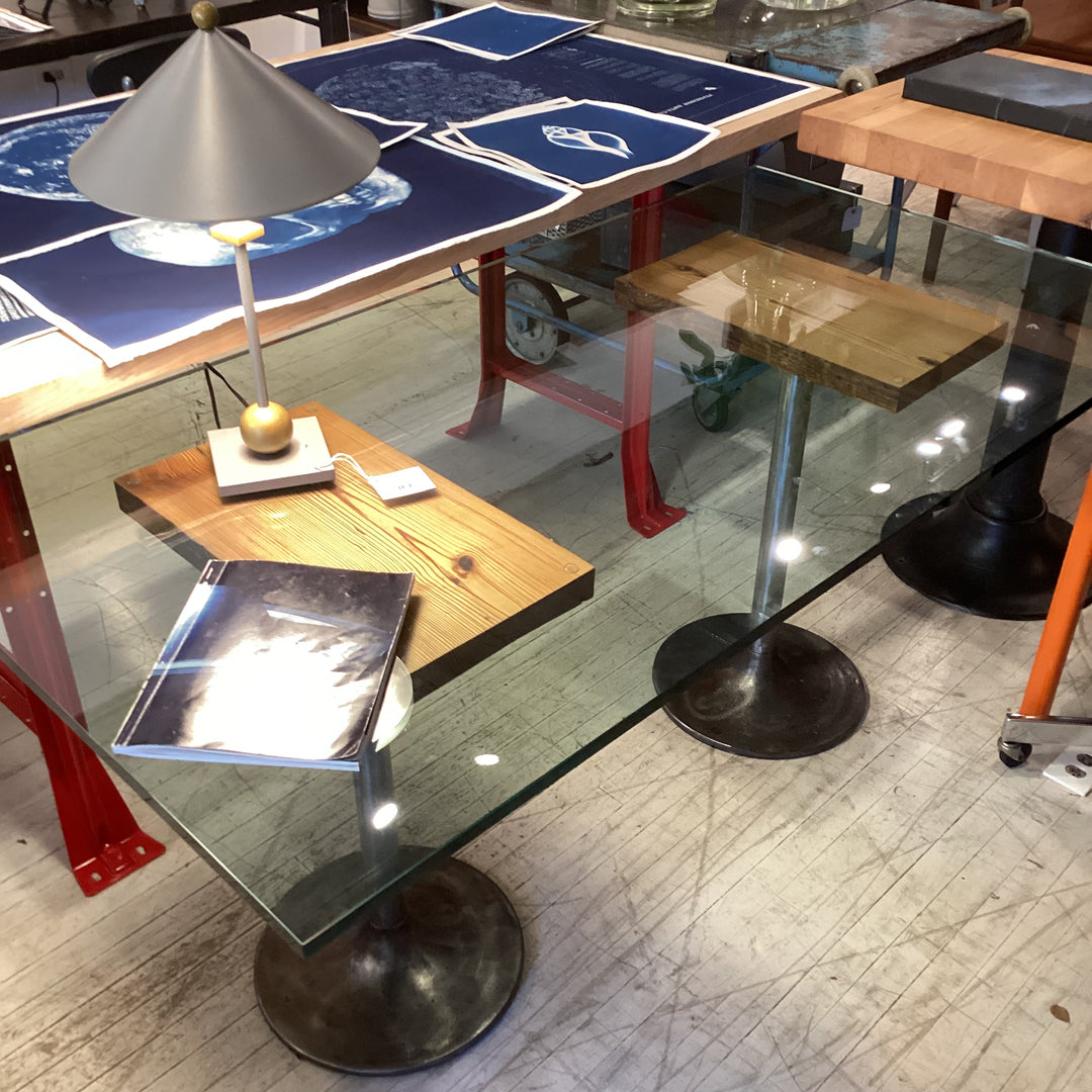 Glass Dining Table with Modern Base