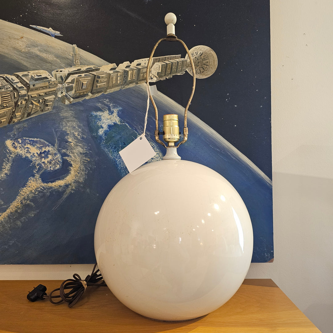 Vintage White Ceramic Globe Lamp