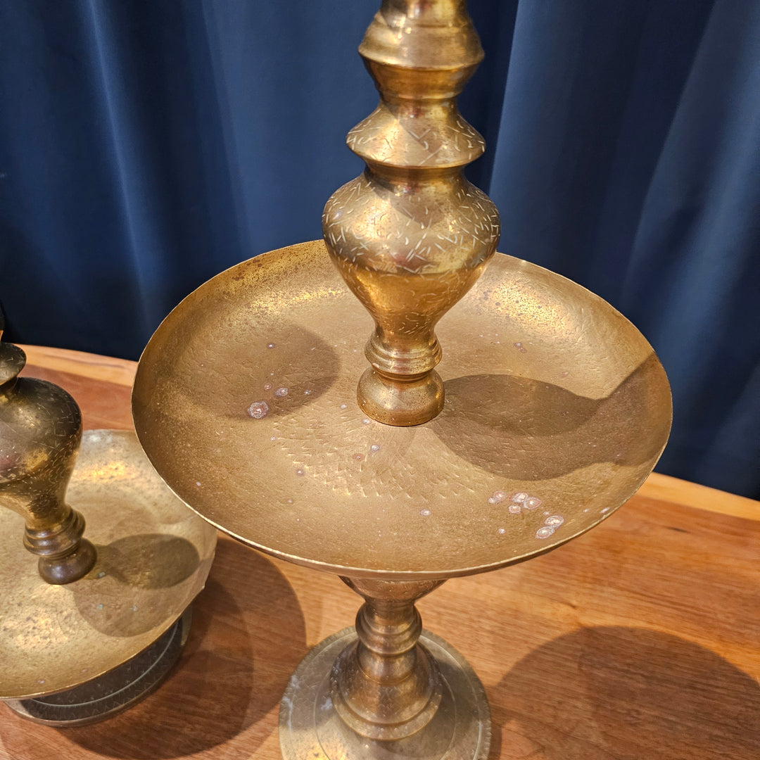 Moroccan Brass Etched Floor Candle Stand