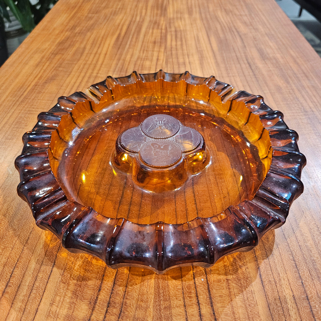 1940's Fostoria Coin Glass Ashtray (Amber)